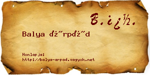 Balya Árpád névjegykártya